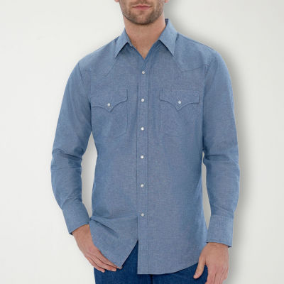 Ely Cattleman Chambray Mens Classic Fit Long Sleeve Button-Down Shirt