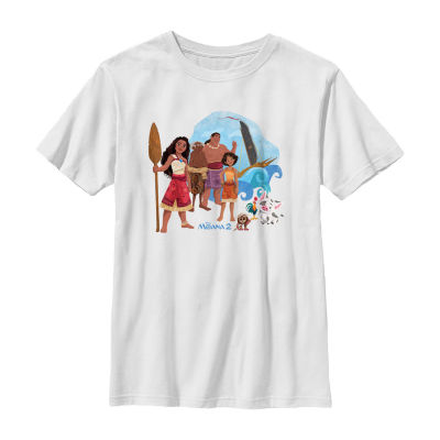 Disney Collection Little & Big Kid Boys Crew Neck Short Sleeve Moana Graphic T-Shirt