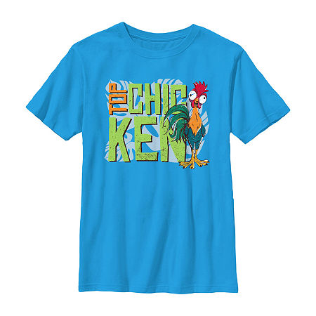 Disney Collection Little & Big Kid Boys Crew Neck Short Sleeve Moana Graphic T-Shirt, Medium, Blue