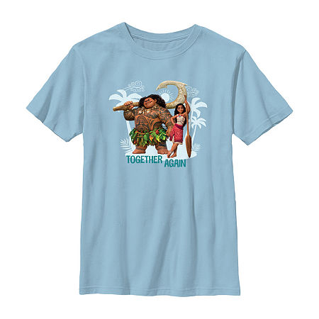 Disney Collection Little & Big Boys Crew Neck Short Sleeve Moana Graphic T-Shirt, X-large, Blue