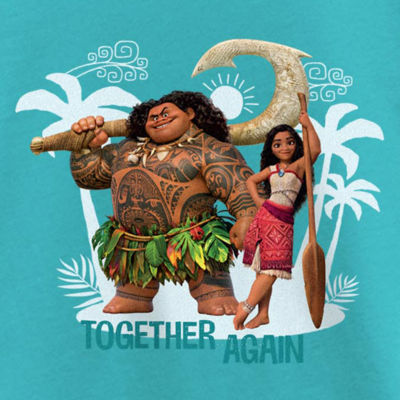 Disney Collection Little & Big Girls Crew Neck Short Sleeve Moana Graphic T-Shirt