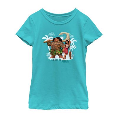 Disney Collection Little & Big Girls Crew Neck Short Sleeve Moana Graphic T-Shirt