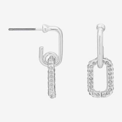 Bijoux Bar Delicates Womens Glass Paperclip Drop Earrings