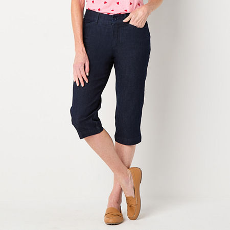 St. John's Bay Secretly Slender Womens Mid Rise Capri Pants, 16, Blue