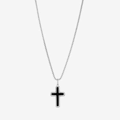 Mens Stainless Steel Cross Pendant Necklace