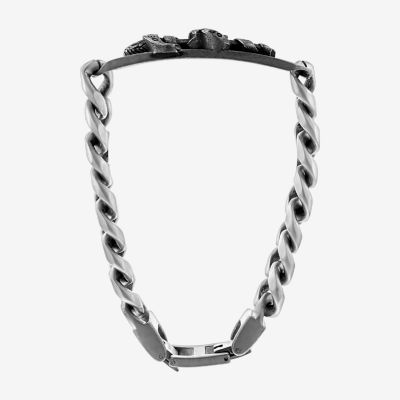 Stainless Steel 8 1/2 Inch Solid Curb Chain Bracelet