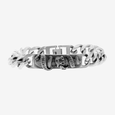 Stainless Steel 8 1/2 Inch Solid Curb Chain Bracelet