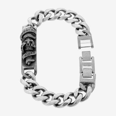 Stainless Steel 8 1/2 Inch Solid Curb Chain Bracelet