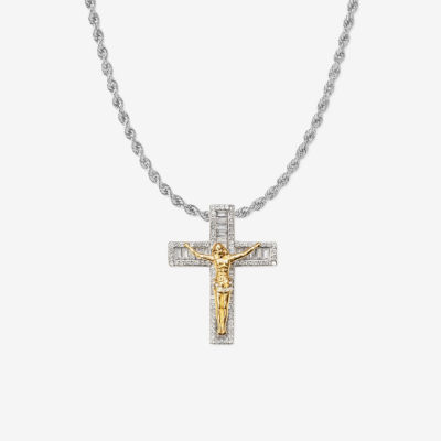 Mens Stainless Steel Cross 26 Inch Pendant Necklace