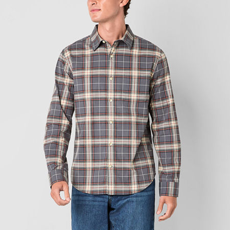 mutual weave Mens Regular Fit Long Sleeve Plaid Button-Down Shirt, Xx-large, Blue