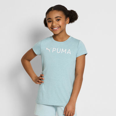 PUMA Big Girls Moisture Wicking Scoop Neck Short Sleeve Graphic T-Shirt