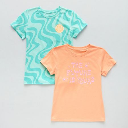 Xersion Little & Big Girls 2-pc. Crew Neck Short Sleeve Graphic T-Shirt, Xx-small (4-5), Orange