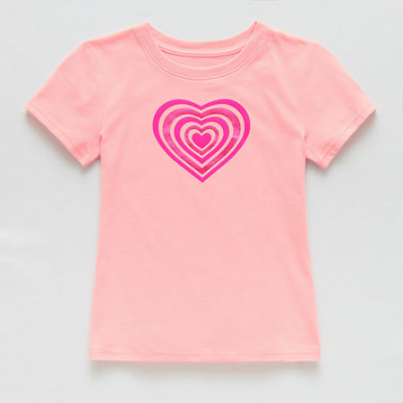 Xersion Little & Big Girls Crew Neck Short Sleeve Graphic T-Shirt, Small (7-8), Pink