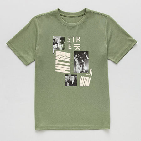 Xersion Little & Big Boys Performance Crew Neck Short Sleeve Graphic T-Shirt, M (10-12) Husky, Green