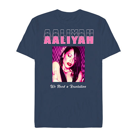 Mens Short Sleeve Aaliyah Graphic T-Shirt, Xx-large, Blue