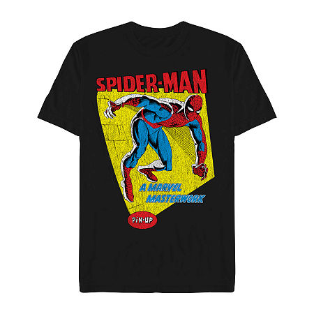Novelty Mens Crew Neck Short Sleeve Regular Fit Spiderman Graphic T-Shirt, Xx-large, Black