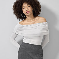 Worthington Womens Long Sleeve Blouse, Large, Gray