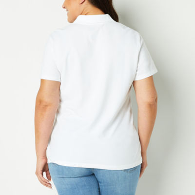 St. John's Bay Womens Plus Short Sleeve Polo Shirt
