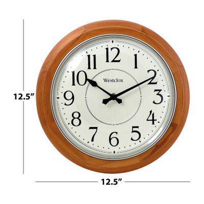 Westclox 12.5” Brown Wood Silent/Non-Ticking Wall Clock