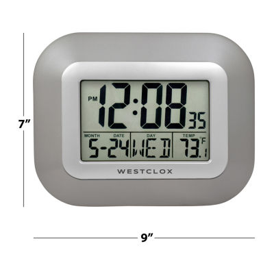 Westclox Classic Modern Lcd Display Digital Silent/Non-Ticking Wall Clock