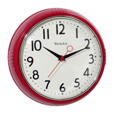 Westclox 9.5" Red Retro Convex Glass Lens Wall Clock