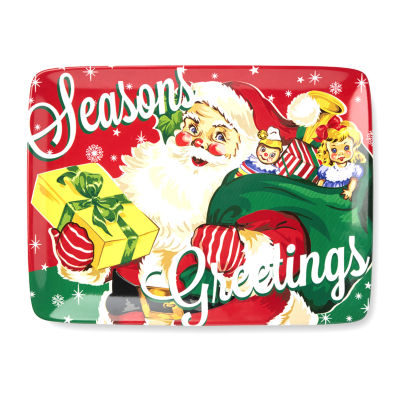 Certified International Santa'S Retro Christmas Ceramic Serving Platter