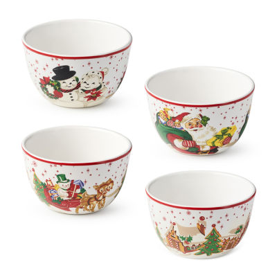 Certified International Santa'S Retro Christmas 4-pc. Ceramic Ice Cream Bowl