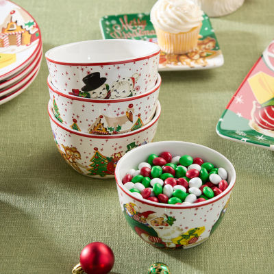 Certified International Santa'S Retro Christmas 4-pc. Ceramic Ice Cream Bowl