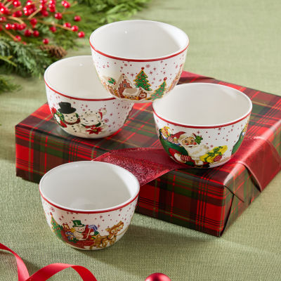 Certified International Santa'S Retro Christmas 4-pc. Ceramic Ice Cream Bowl