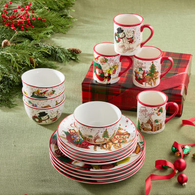 Certified International Santa'S Retro Christmas 16-pc. Ceramic Dinnerware Set