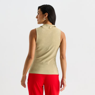 Worthington Womens Cowl Neck Sleeveless Blouse