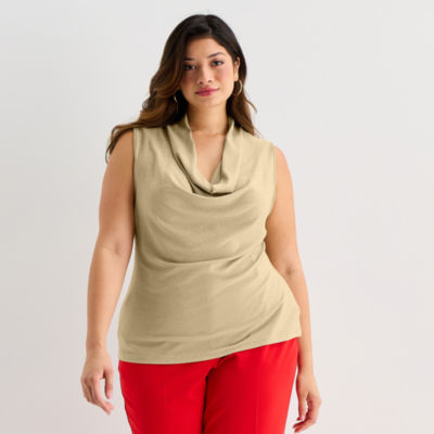Worthington Womens Plus Cowl Neck Sleeveless Blouse JCPenney