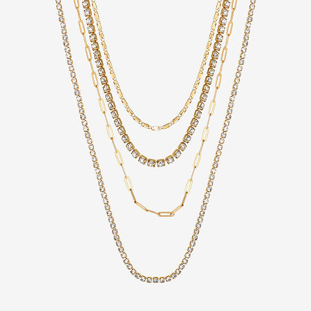 Js Jessica Simpson Womens Crystal Strand Necklace In Gold