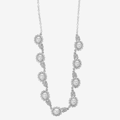 Monet Jewelry Timeless Silver Tone Halo Womens 17 Inch Collar Necklace