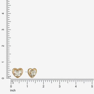 Liz Claiborne Gold Tone Glass 17mm Heart Stud Earrings