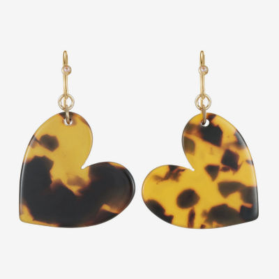 Liz Claiborne Brown & Black Womens Heart Drop Earrings