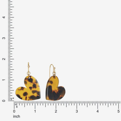 Liz Claiborne Brown & Black Womens Heart Drop Earrings
