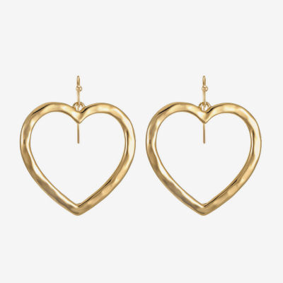 Liz Claiborne Hammered Open Womens Heart Drop Earrings