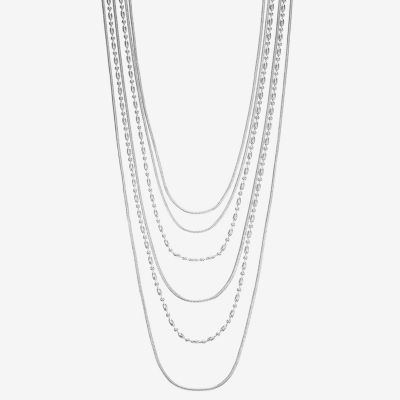 Liz Claiborne Chain Multi Layered Womens 17 Inch Statement Necklace