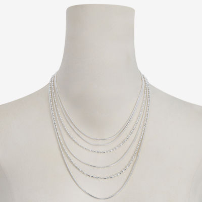 Liz Claiborne Chain Multi Layered Womens 17 Inch Statement Necklace