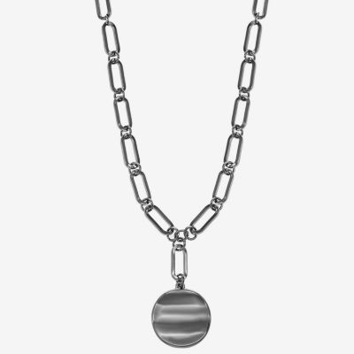 Liz Claiborne Wavy Coin Womens Paperclip 17 Inch Pendant Necklace