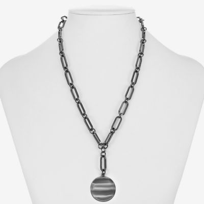 Liz Claiborne Wavy Coin Womens Paperclip 17 Inch Pendant Necklace