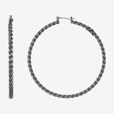 Liz Claiborne Twisted Womens 66mm Hypoallergenic Hoop Earrings