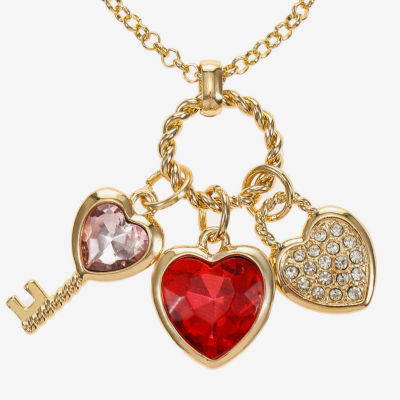 Monet Jewelry Gold Tone Womens Red Glass Heart Keys 2-pc. Jewelry Set
