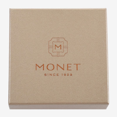 Monet Jewelry Gold Tone Pad Lock Womens Pink Glass Simulated Pearl Heart Keys Charm Bracelet