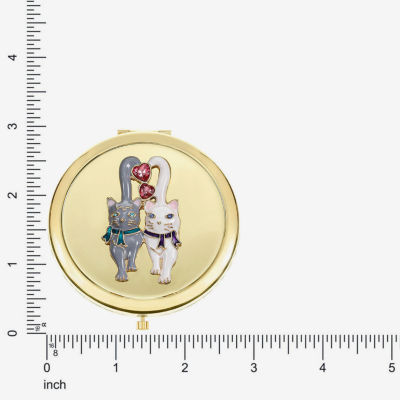 Monet Jewelry Gold Tone Cats Gold Tone Heart Compact Mirror