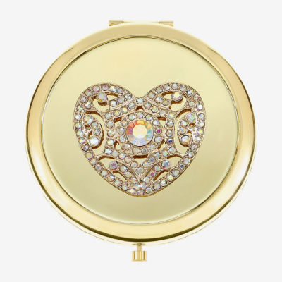 Monet Jewelry Gold Tone Filigree Gold Tone Heart Compact Mirror
