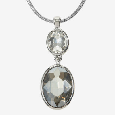 Monet Jewelry Double Drop Womens Glass Oval 17 Inch Pendant Necklace