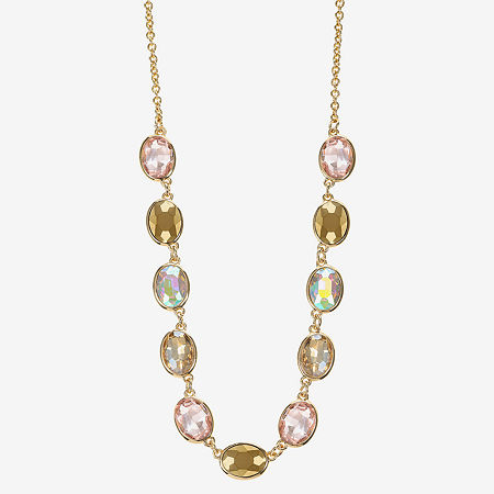 Monet Jewelry Frontal Womens Gray 17 Inch Collar Necklace In Gold