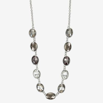 Monet Jewelry Frontal Womens Gray 17 Inch Collar Necklace